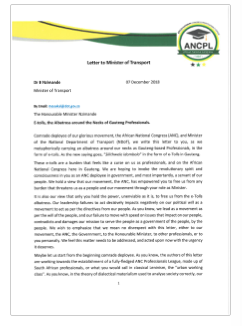 ANCPL letter on e-Tolls