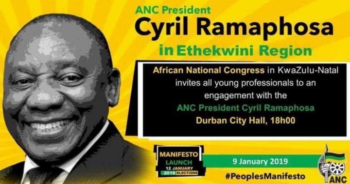 ANC President Cyril Ramaphosa in Ethekwini Region