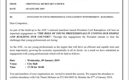 ANC President Cyril Ramaphosa to engage Professionals in Durban