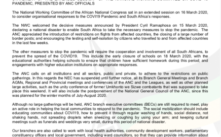 ANC Statement on Coronavirus